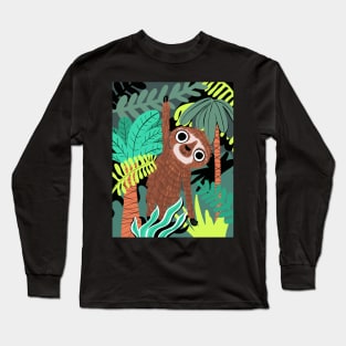 Hanging sloth in jungle Long Sleeve T-Shirt